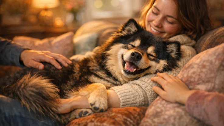 Person handing an official ESA letter to a landlord in a professional setting, with an emotional support dog sitting calmly nearby.